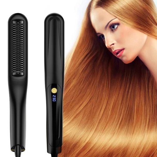 

Straightening Comb Negative Ion Comb Multifunctional Automatic Styling Comb Anti-scald Electric Curling Iron,EU Plug(Black)