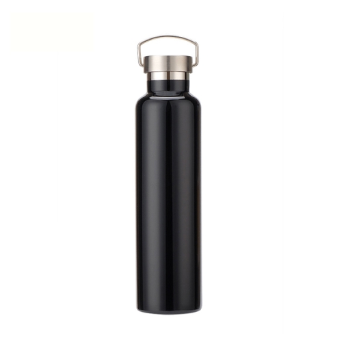 

304 Vacuum Stainless Steel Vacuum Flask Double-Layer Large-Capacity Outdoor Water Bottle Mountaineering Sports Bottle, Capacity: 600ml(Black)