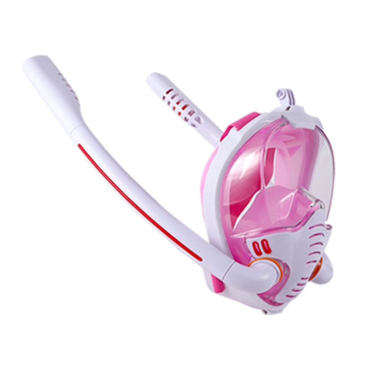 

Snorkeling Mask Double Tube Silicone Full Dry Diving Mask Adult Swimming Mask Diving Goggles, Size: L/XL(White/Pink)
