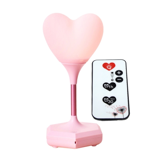 

LED Heart-Shaped USB Rechargeable Night Light Three-Speed Remote Control Dimming Silicone Light, Style: 8007 Pink (Remote Control)