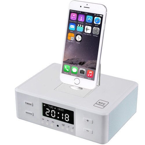 

D9 Wireless Bluetooth Speaker Bedside Alarm Clock Radio Rotating Mobile Phone Charging Base, US Plug / EU Plug / UK Plug(White)
