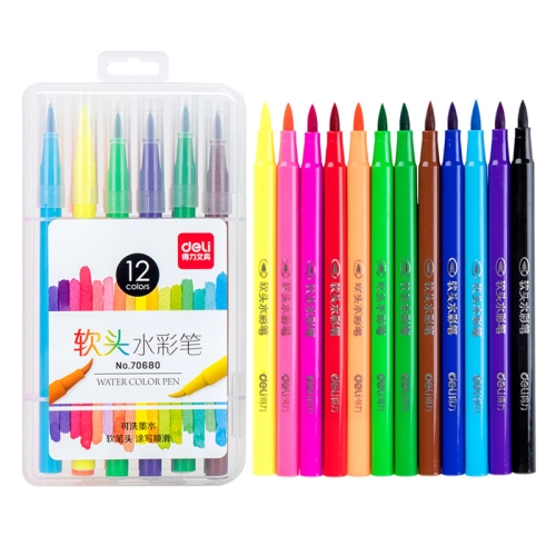 

Deli Soft Head Watercolor Pen Children Brush Set Washable Watercolor Pens 12 Colors 24 Colors 36 Colors 48 Colors Color, Colour: 12 Colors