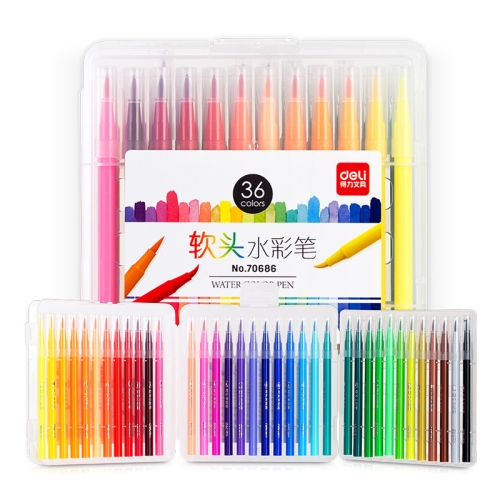 

Deli Soft Head Watercolor Pen Children Brush Set Washable Watercolor Pens 12 Colors 24 Colors 36 Colors 48 Colors Color, Colour: 36 Colors