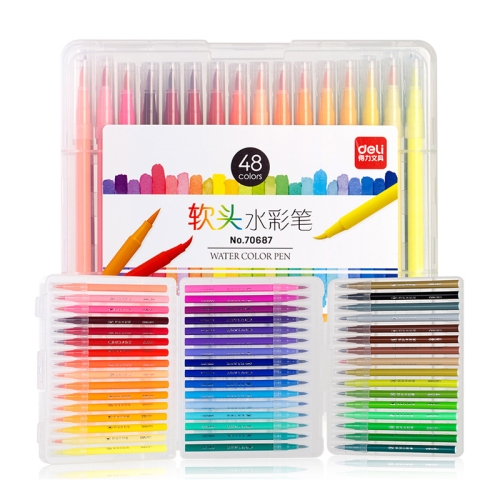 

Deli Soft Head Watercolor Pen Children Brush Set Washable Watercolor Pens 12 Colors 24 Colors 36 Colors 48 Colors Color, Colour: 48 Colors