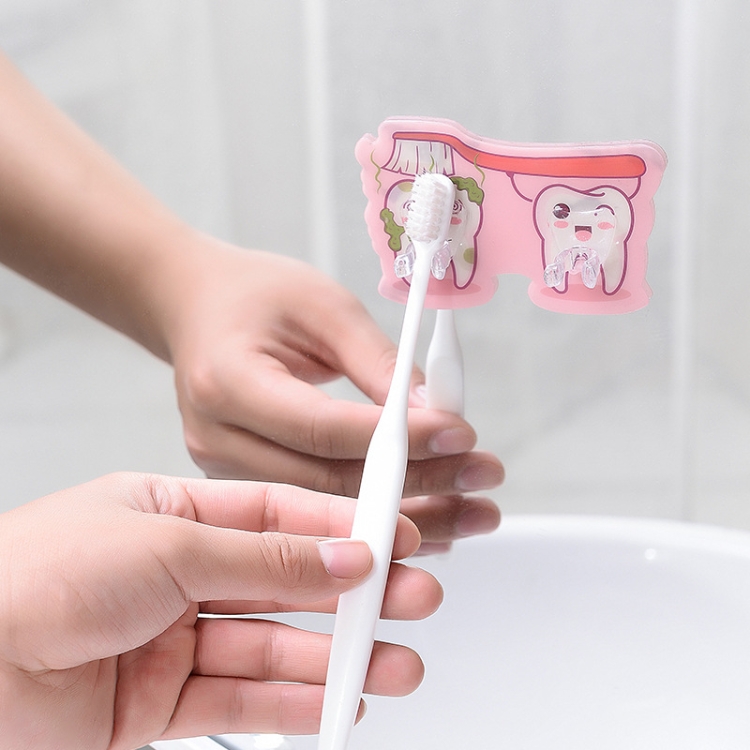 

10 PCS Bathroom Washing Hook Toothbrush Holder(Pink 2 Hooks)