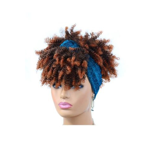 

Headscarf Wig Black Gradient Small Curly Wig Explosive Headgear, Colour: 2.TJA1-1BT30#