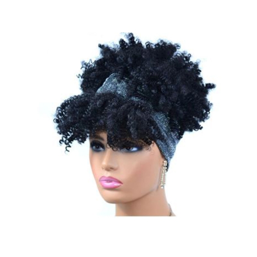 

Headscarf Wig Black Gradient Small Curly Wig Explosive Headgear, Colour: 12.TJG1-1B#