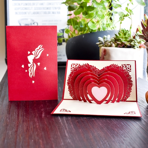 

2 PCS 3D Three-Dimensional Greeting Card Valentine'S Day Love Blessing Handmade Card