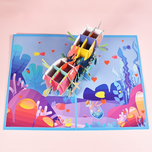 

3 PCS 3D Stereo Greeting Cards Valentine'S Day Wedding Anniversary Kissing Fish Card