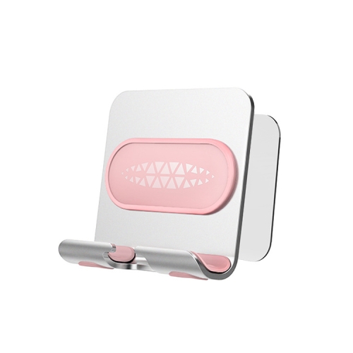 

2 PCS Wall-Mounted Mobile Phone Holder Creative Sticking Multifunctional Storage Rack, Colour: Metal Silver+Pink B10