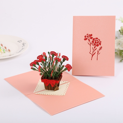 

Teacher Day Greeting Card Carnation Flower Basket Stereo Greeting Card