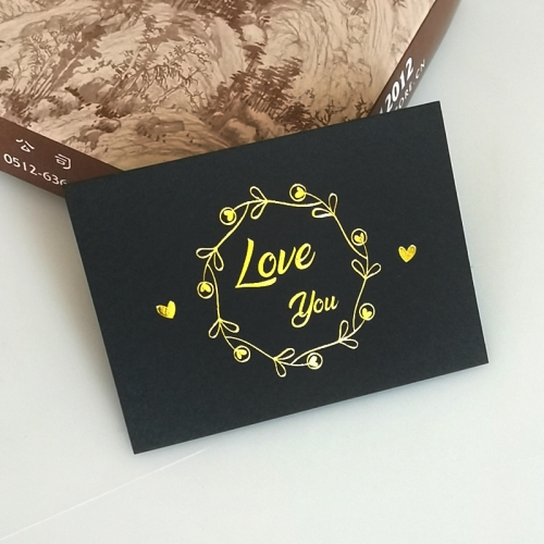 

100 PCS Wedding Blessing Card Thank You Message Gift Decoration Card Bronzing Flower Greeting Card Love You （Black）