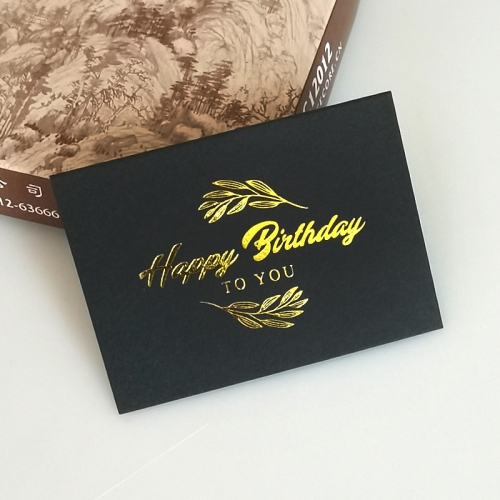 

100 PCS Wedding Blessing Card Thank You Message Gift Decoration Card Bronzing Flower Greeting Card Happy Birthday （Black）