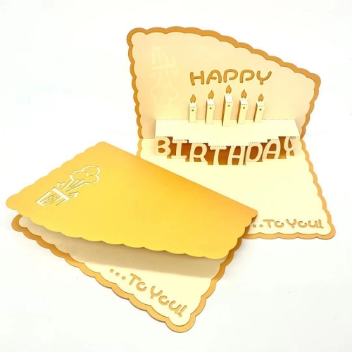 

3 PCS 3D Paper Carving Hollow Greeting Card Birthday Wishes Thank You Card(Orange)