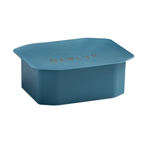 

2 PCS Household Dustproof Desktop Storage Box Plastic Fruit Tray Snacks With Lid Storage Box(Misty Blue)