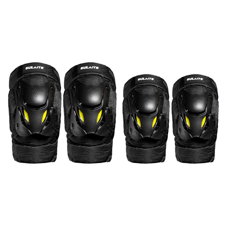 

SULAITE Motorcycle Protector Rider Wind Warmth Protective Gear Riding Equipment, Colour: Black Knee Pad+Elbow Pad