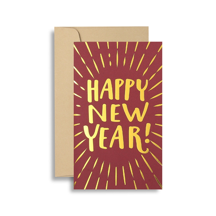

10 PCS Red High-End Bronzing Card New Year Blessing Card(Happy New Year)