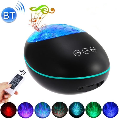 

HMT-01 Remote Control Lucky Stone Ocean Projection Light LED Colorful Atmosphere Night Light USB Multifunctional Bluetooth Speaker(Black)