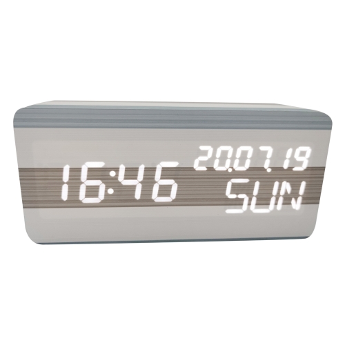 

Luminous Silent Thermo-Hygrometer Blue Color Bar Alarm Clock Electronic Clock Perpetual Calendar White Light