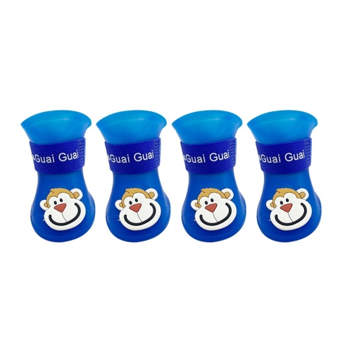 

Pet Cartoon Silicone Rain Boots Waterproof Non-Slip Cold-Resistant Dog Shoes, Size: S(Blue)