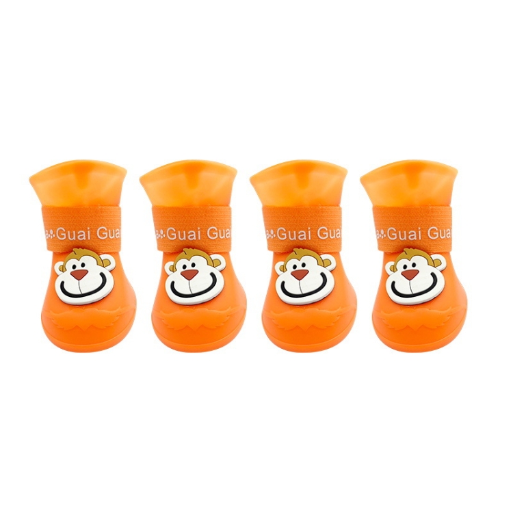 

Pet Cartoon Silicone Rain Boots Waterproof Non-Slip Cold-Resistant Dog Shoes, Size: M(Orange)