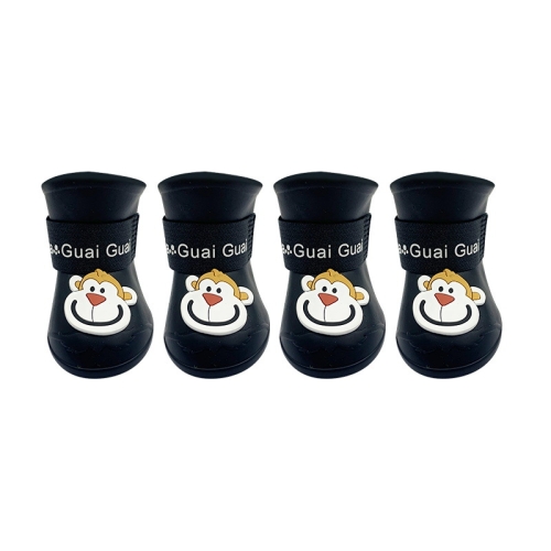 

Pet Cartoon Silicone Rain Boots Waterproof Non-Slip Cold-Resistant Dog Shoes, Size: XL(Black)