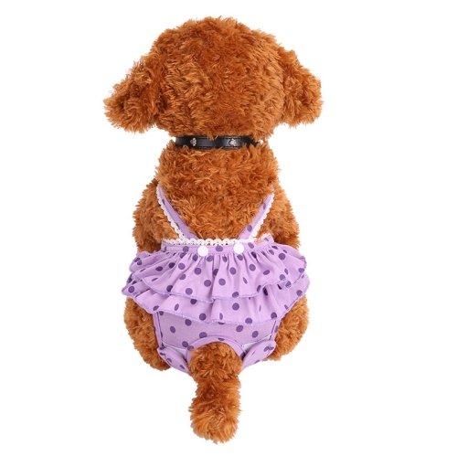 

Menstrual Physiological Pants For Pet Dog Polka Dot Skirt And Bib Physiological Pants, Size: S(Purple)