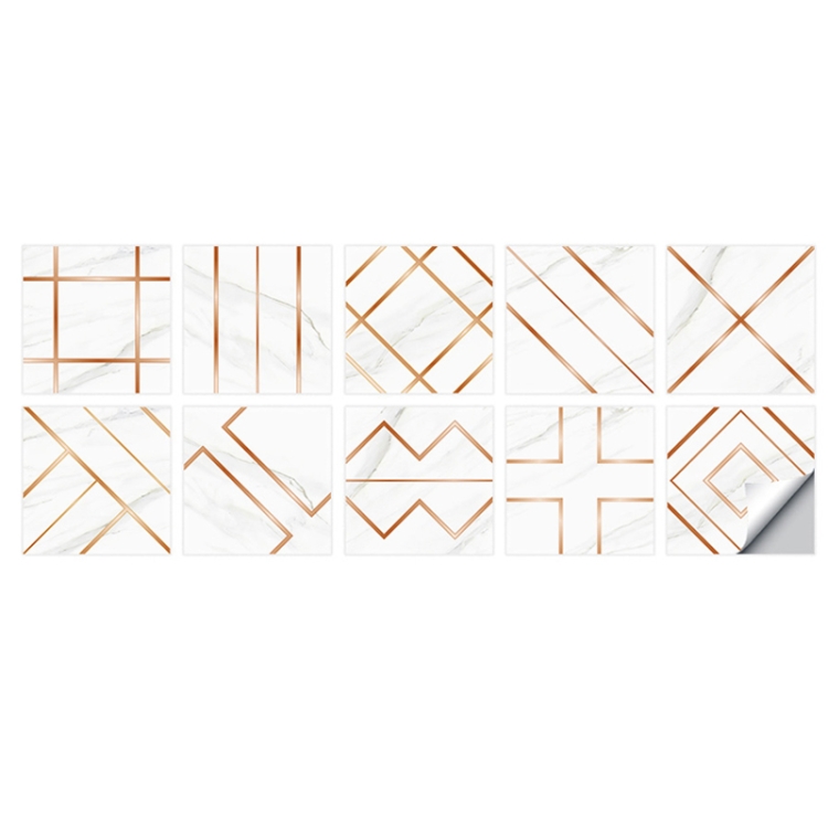 

2 Sets Geometric Pattern Staircase Wall Tile Sticker Kitchen Stove Water And Oil Proof Stickers, Specification: S: 10x10cm(HT-011 Copper)