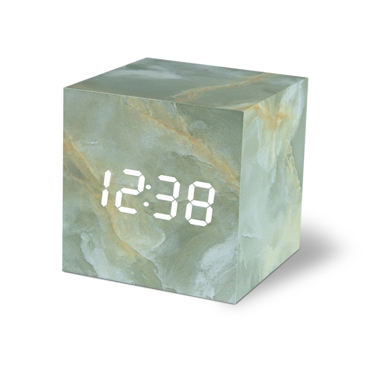 

LED Electronic Clock Marble Sound Control Alarm Clock Square Gray Pattern