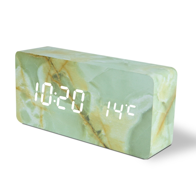 

LED Electronic Clock Marble Sound Control Alarm Clock Middle Rectangular Blue Yellow Pattern