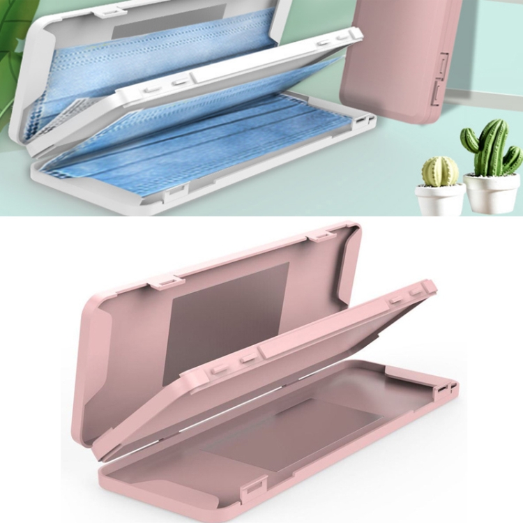 

3 PCS Double-Layer Mask Storage Box Dust Box with Mirror(Pink)