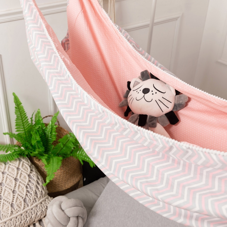 

Children Swing Indoor Outdoor Hanging Basket Household Cartoon Hammock(Pink Wave)