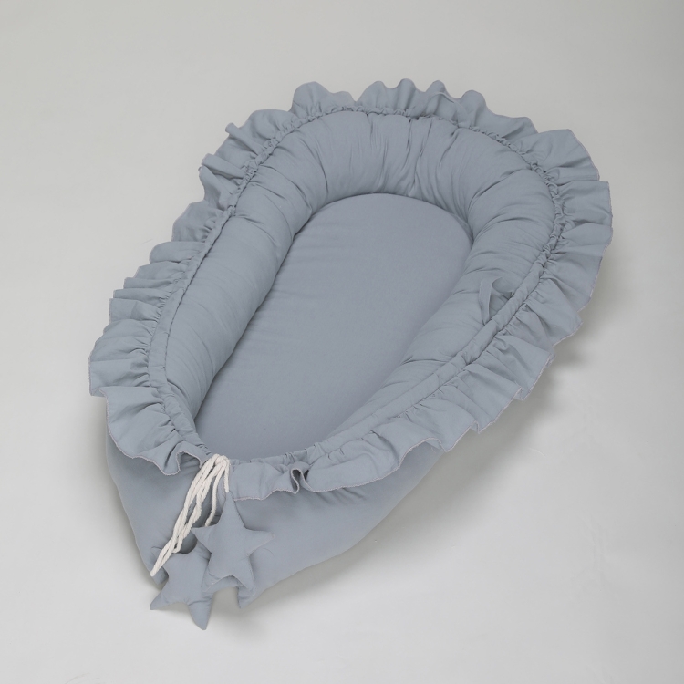 

Lace Cotton Baby Uterus Bionic Bed Portable Newborn Bed Mat(Blue-green)