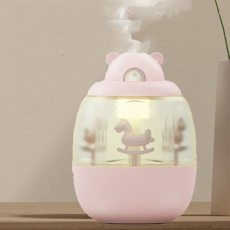 

MJ010 USB Air Humidifier Home Small Bedroom Desktop Carousel Air Humidifier with Music Box, USB Plug-in Type(Pink)