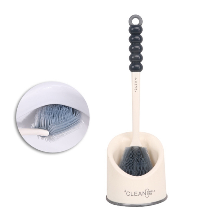 

2 PCS Silicone Soft Bristles Toilet Brush Set Free Punching Toilet Long Handle Cleaning Brush,Style: Flat Head With Base