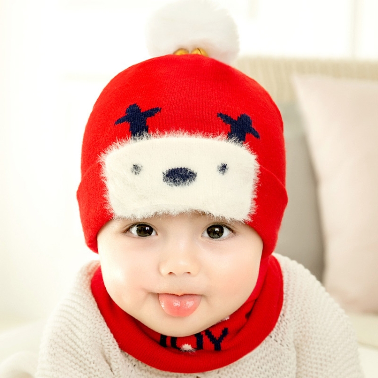

C0134 2 in 1 Children Bomber Hat Baby Cartoon Plush Deer Hat + Scarf Set, Size: Suitable for 3-24 Months(Red)