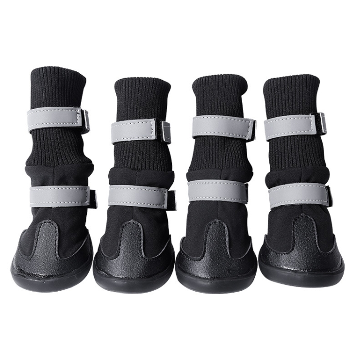 

Pet Long-Tube Shoes Medium & Large Dogs Outdoor Wear-Resistant Snow Boots, Size: XL(Black)