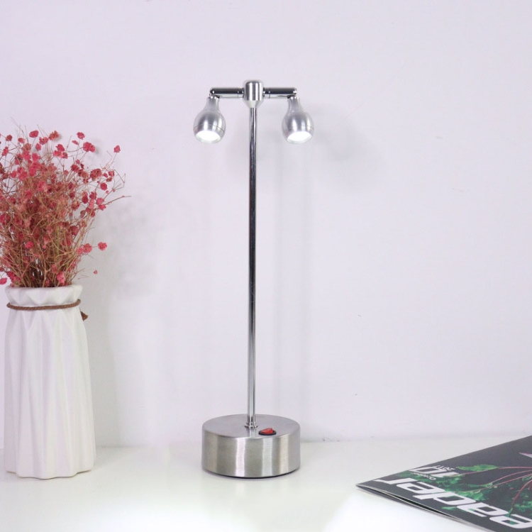 

007A LED Bar Metal USB Table Lamp, CN Plug, Power source: 2W Total Height 31cm(Silver White Light])