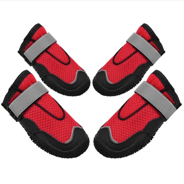 

HCPET Pet Wear-Resistant & Breathable Shoes Outdoor Non-Slip Dog Shoes, Size: 7(Red)