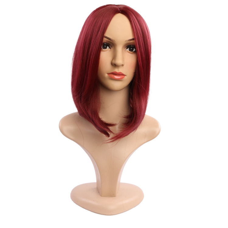 

Ladies Short Hair Bobo Head Synthetic Hair Cover, Colour: Red Wine