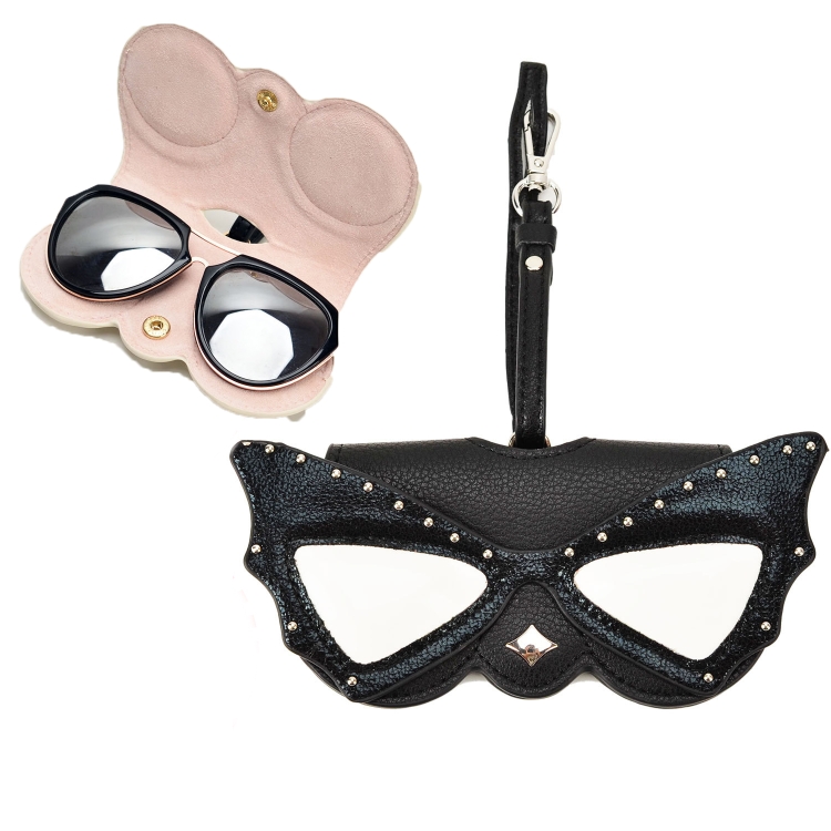 

Cute And Funny PU Sunglasses Case Portable Glasses Case With Hanging Buckle, Colour: Bat (Black)