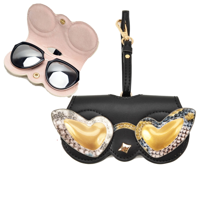

Cute And Funny PU Sunglasses Case Portable Glasses Case With Hanging Buckle, Colour: Love (Snake Pattern Stitching)