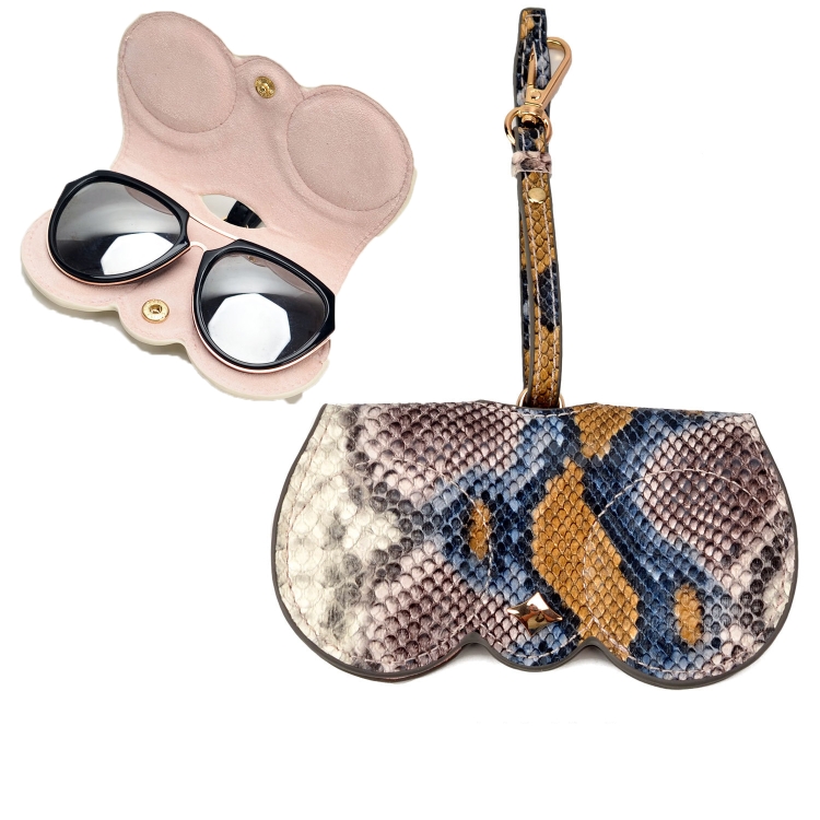 

Cute And Funny PU Sunglasses Case Portable Glasses Case With Hanging Buckle, Colour: Snake Pattern Solid Color
