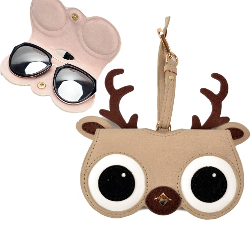 

Cute And Funny PU Sunglasses Case Portable Glasses Case With Hanging Buckle, Colour: Invincible Deer