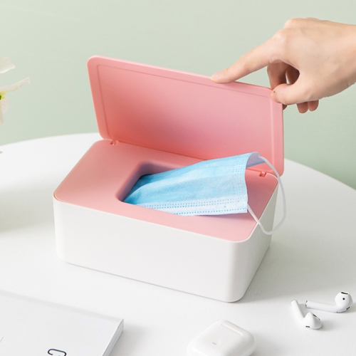 

2 PCS Household Disposable Mask Storage Box Dustproof Sealed Wet Tissue Box, Colour: Regular Type (Pink Lid Box)