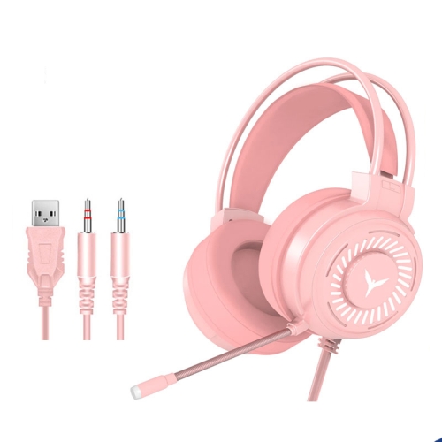 

G58 Computer Headset Head-Mounted Gaming Wired Headset With Microphone Headset, Cable Length: about 2m, Colour: Pink Colorful 3.5MM Version