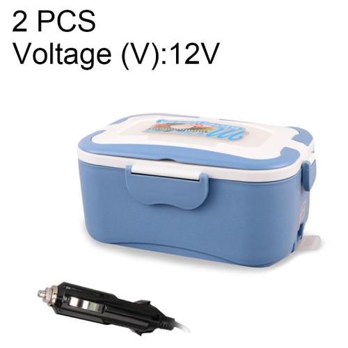

2 PCS Electric Food Heating Lunch Box 304 Stainless Steel Inner Pot Portable Electric Heated Food Warmer Box, Voltage (V):12V(Blue)