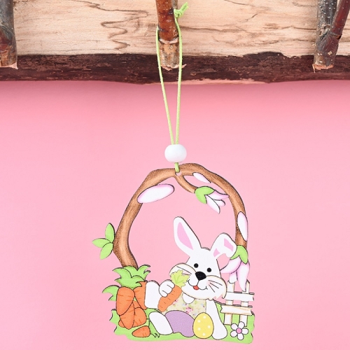 

5 Packs Easter Wooden Pendants Festive Atmosphere Decorative Items(Purple Pants Take Carrot Rabbit)