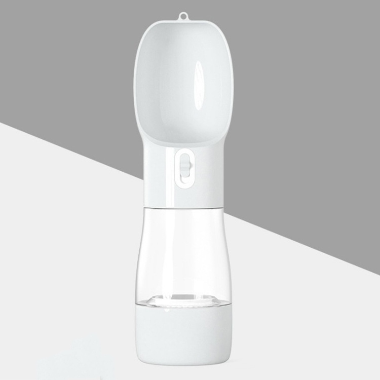 

Pet Dual-purpose Accompanying Cup Segmented Water And Food Integrated Pet Cup Portable Waterer(Silver Grey)