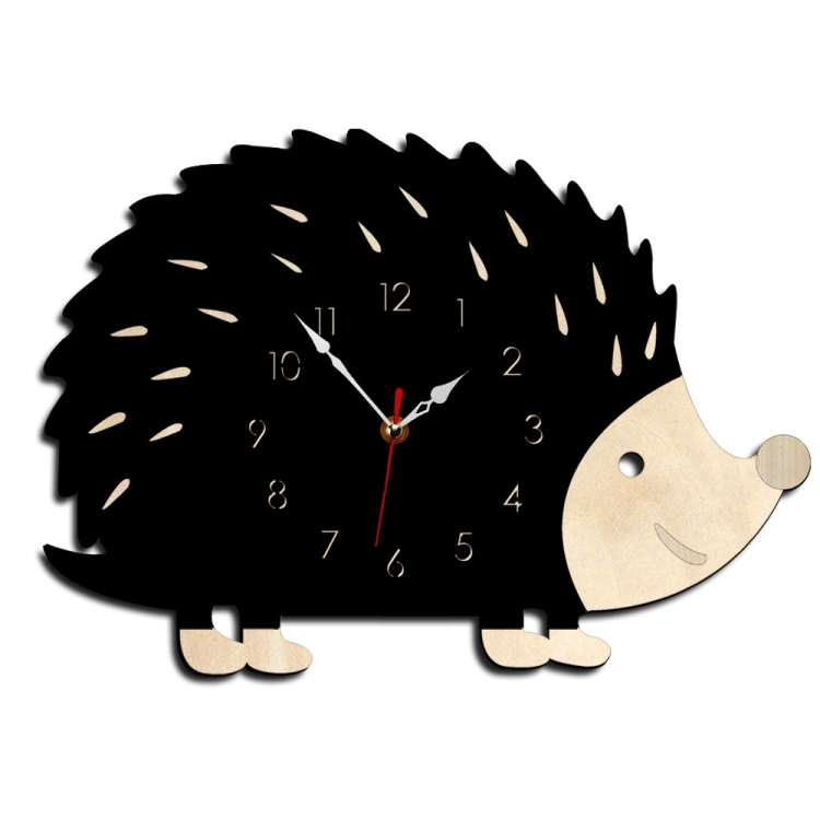 

Home Creative Hedgehog Wall Clock Cartoon Animal Clock Living Room Bedroom Decoration Clock(Black)